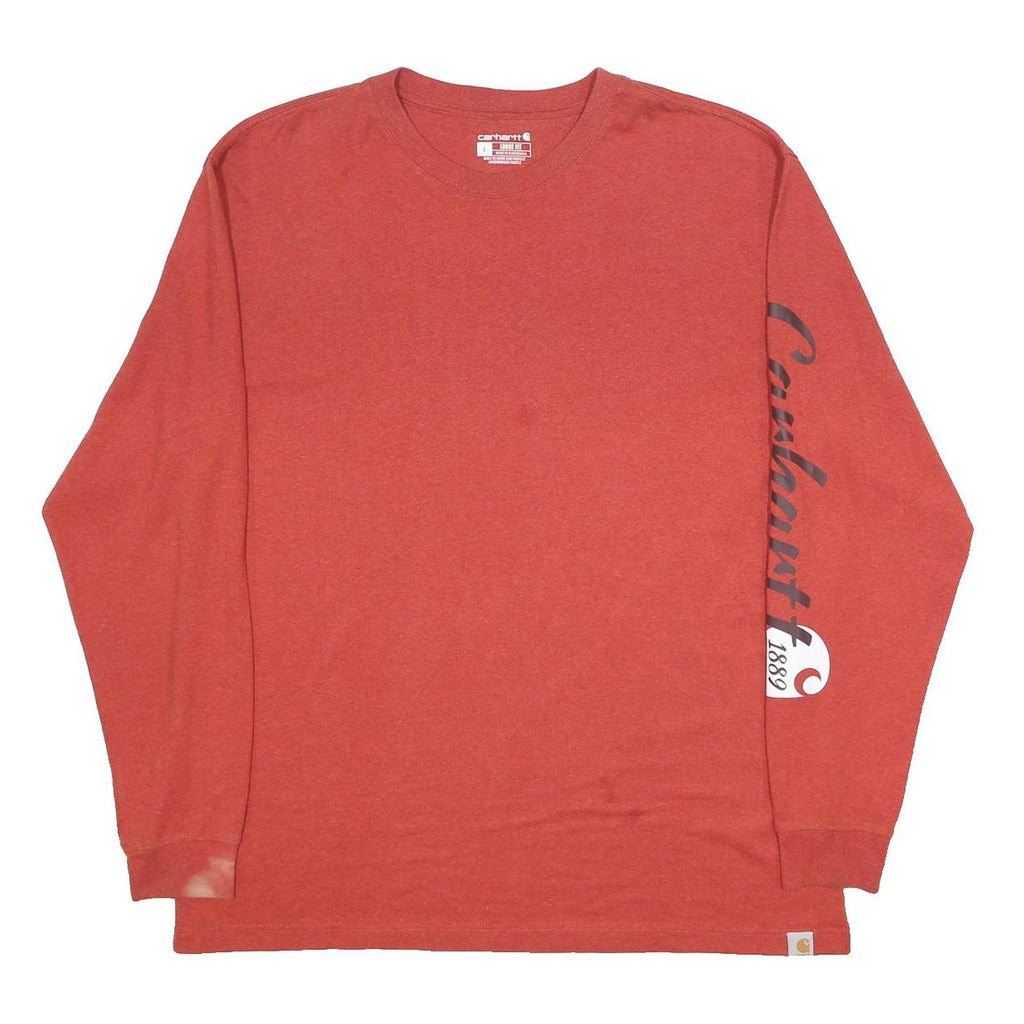 CARHARTT Mens Red Long Sleeve Crew Neck Graphic T-Shirt L Sleeve Print