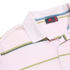 KAPPA Mens Pink & Green Striped Short Sleeve Polo Shirt M Casual Classic Cotton