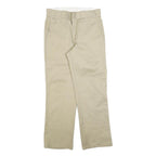 DICKIES Mens Regular Fit Beige Workwear Cotton Blend Trousers W30 L30 Zip