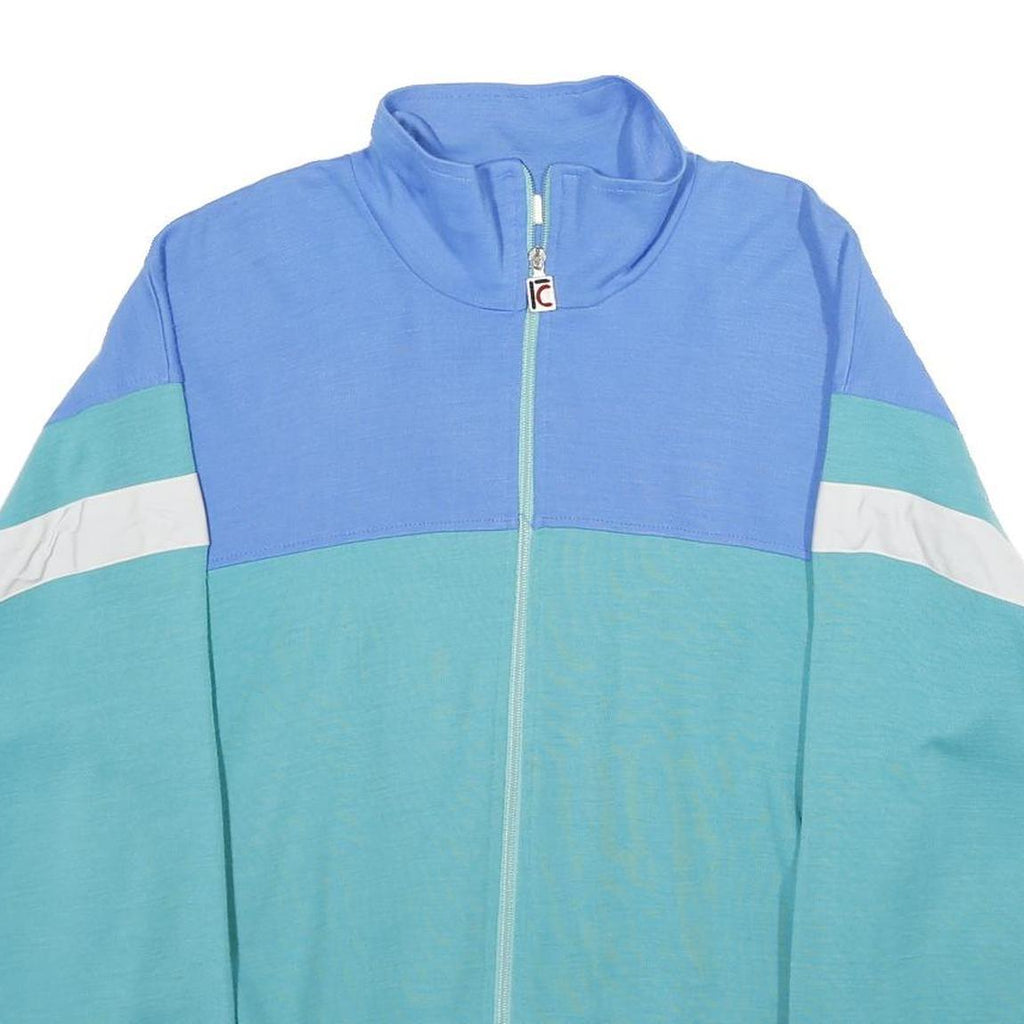 CAMPOGNOLO Mens Blue & Aqua Zip Jacket L Acrylic Blend Colourblock Sport Casual