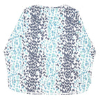 LOVE LEISURE Womens Blue & White Printed Cotton Blend Top Long Sleeve Round Neck