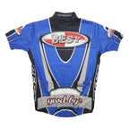 BEST Mens Blue & Grey Graphic T-Shirt 2XL Short Sleeve Zip Neck Cycling Jersey