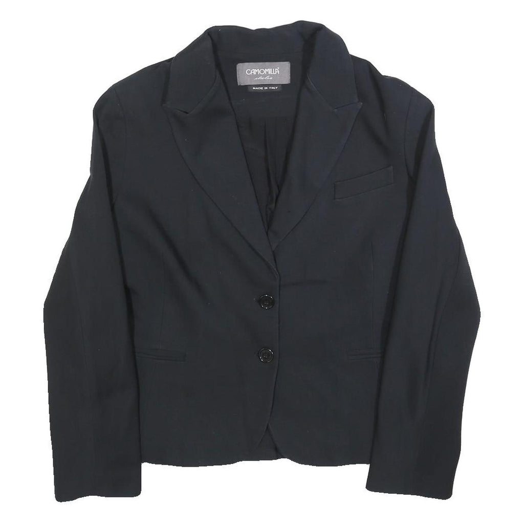 CAMOMILLA Womens Black Button Jacket L Polyester Blend Plain Classic Tailored