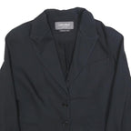 CAMOMILLA Womens Black Button Jacket L Polyester Blend Plain Classic Tailored
