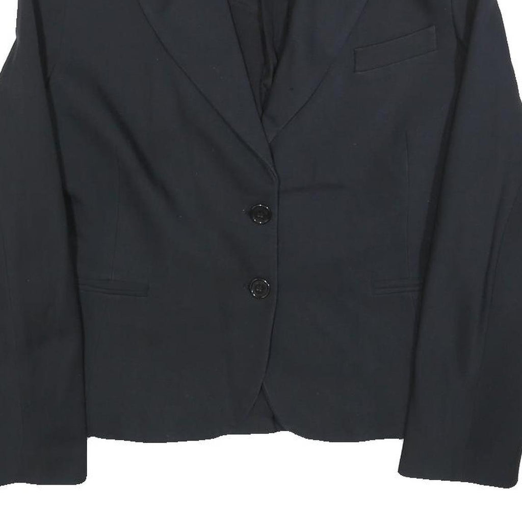 CAMOMILLA Womens Black Button Jacket L Polyester Blend Plain Classic Tailored