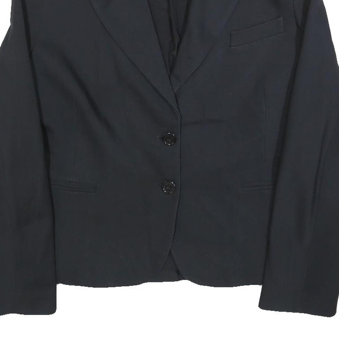 CAMOMILLA Womens Black Button Jacket L Polyester Blend Plain Classic Tailored