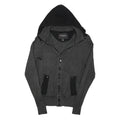 GUESS Mens Grey Black Hooded Patterned Cotton Jumper S Zip Up