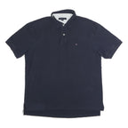 TOMMY HILFIGER Mens Navy Blue Short Sleeve Plain Cotton Polo Shirt XL