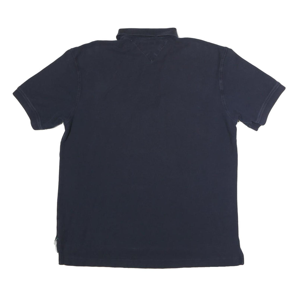 TOMMY HILFIGER Mens Navy Blue Short Sleeve Plain Cotton Polo Shirt XL