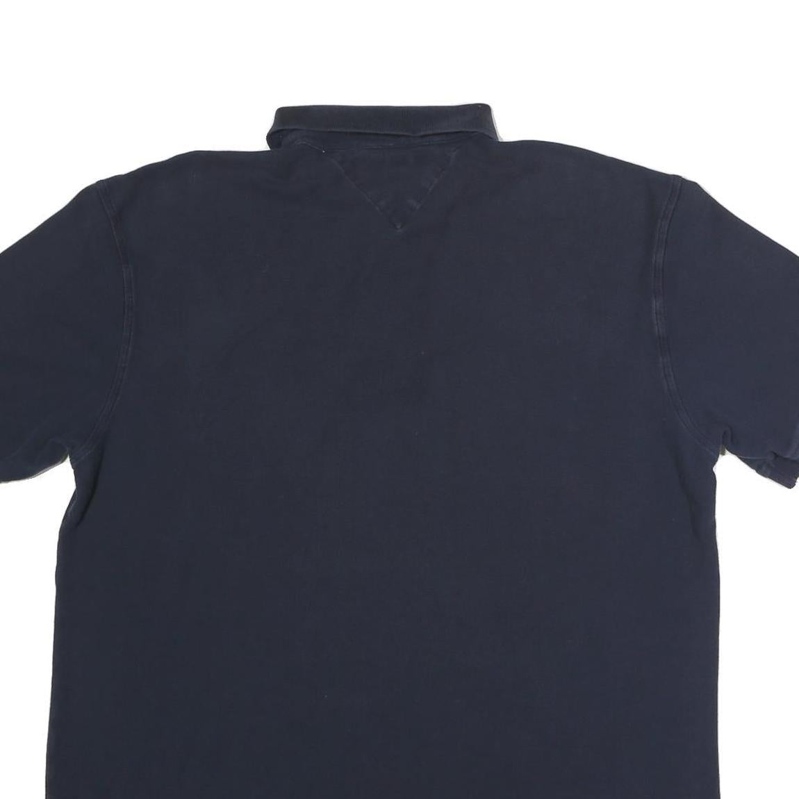 TOMMY HILFIGER Mens Navy Blue Short Sleeve Plain Cotton Polo Shirt XL
