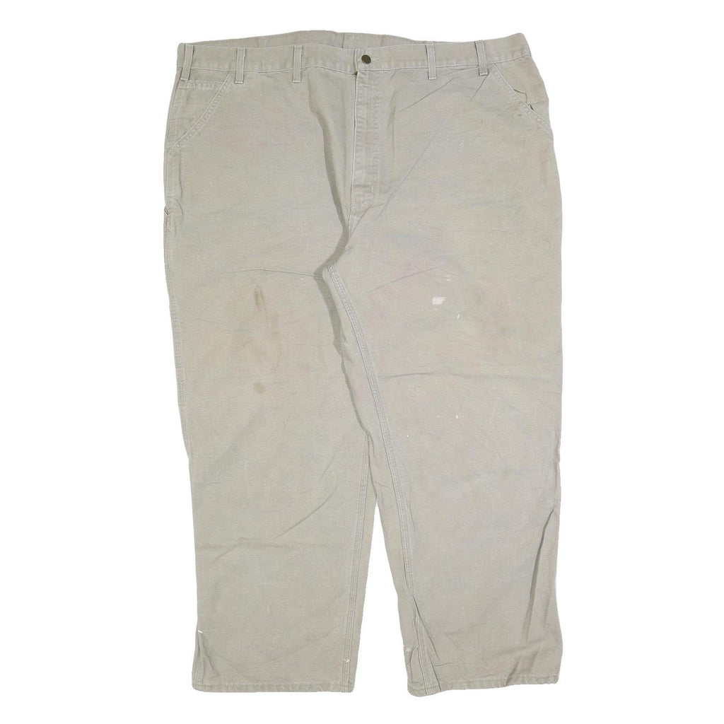 CARHARTT Mens Regular Beige Cotton Blend Zip Trousers W48 L30 Workwear Heavy