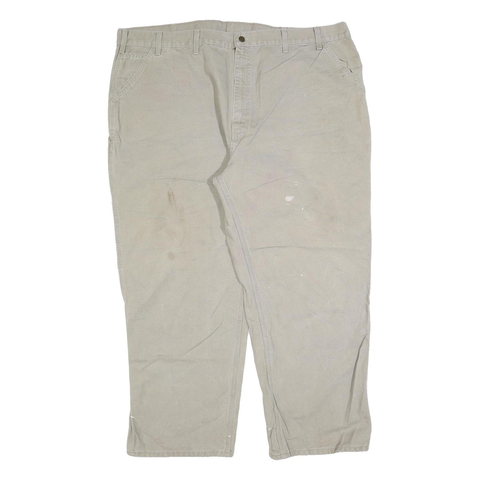 CARHARTT Mens Regular Beige Cotton Blend Zip Trousers W48 L30 Workwear Heavy