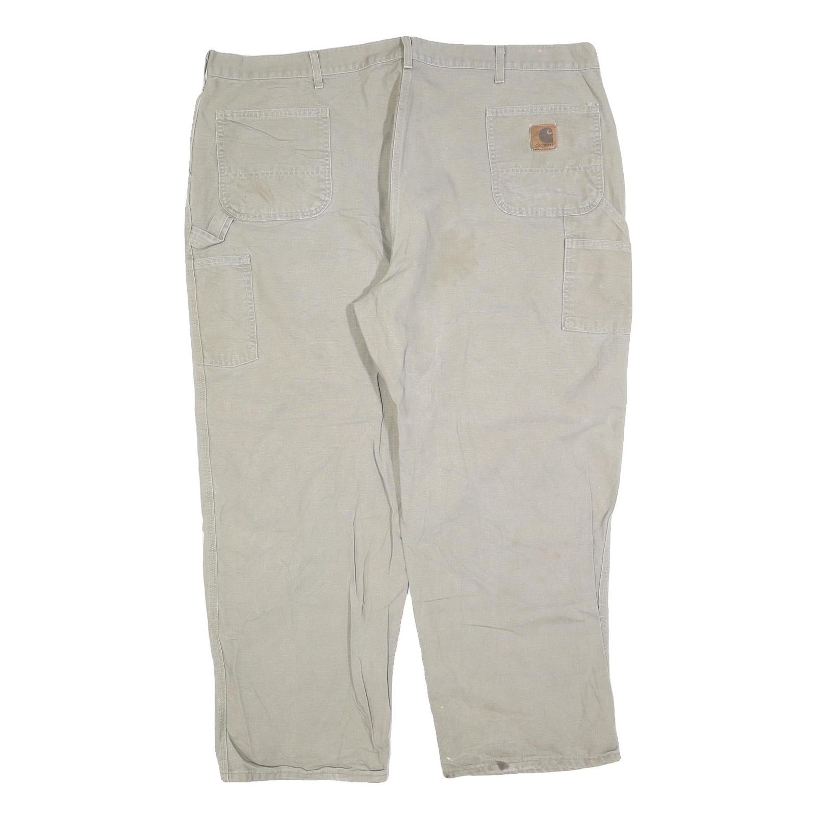 CARHARTT Mens Regular Beige Cotton Blend Zip Trousers W48 L30 Workwear Heavy