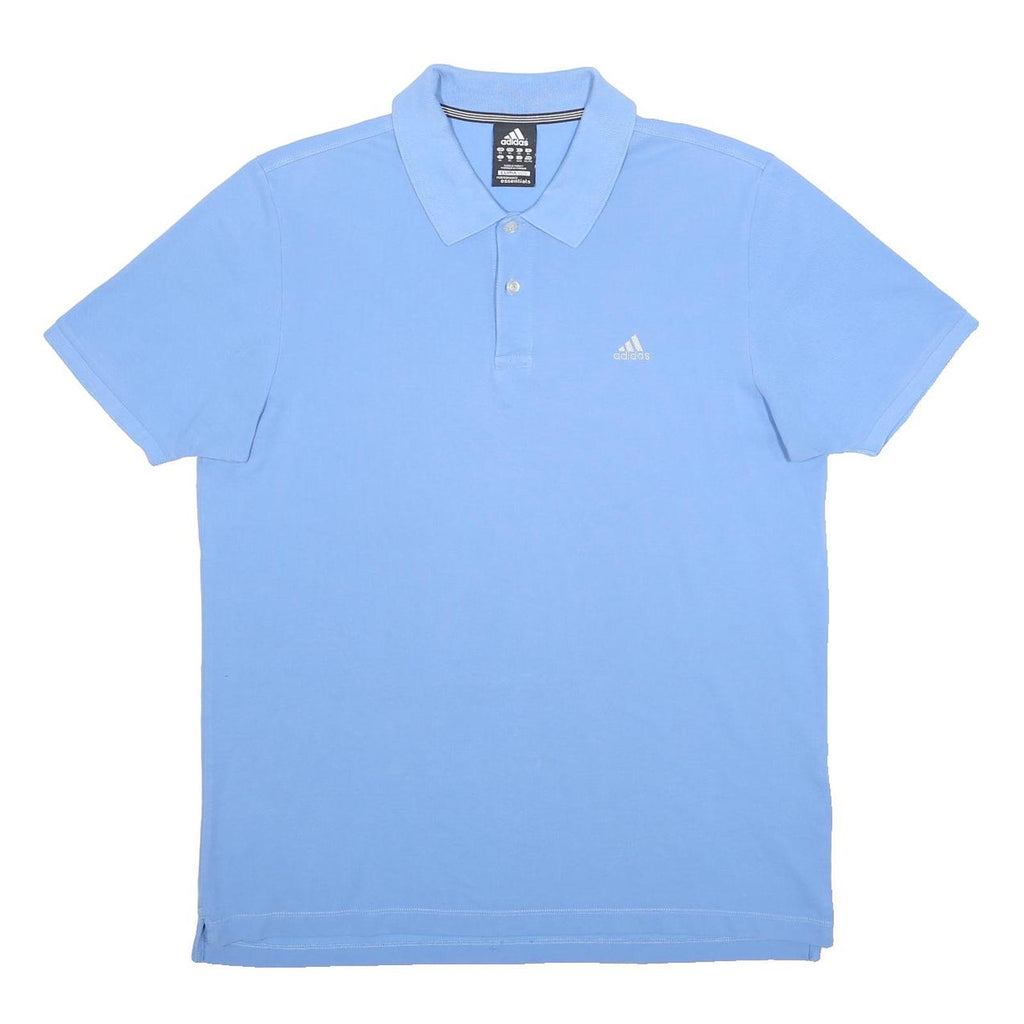 ADIDAS Mens Blue Cotton Blend Polo Shirt XL Climalite Logo Casual Sportswear