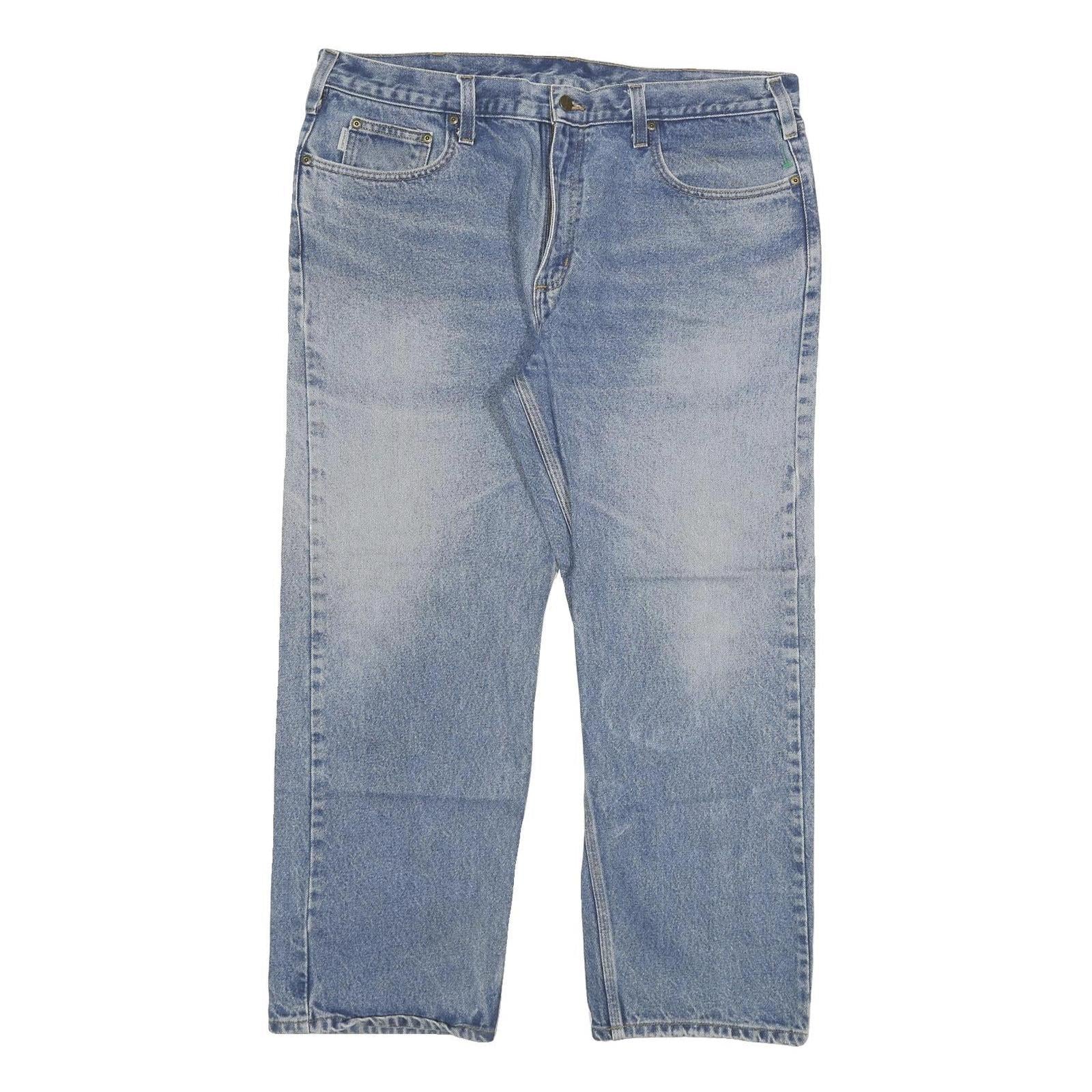 CARHARTT Mens Relaxed Blue Denim Light W40 L30 Cotton Blend Zip Jeans