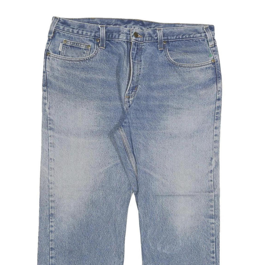 CARHARTT Mens Relaxed Blue Denim Light W40 L30 Cotton Blend Zip Jeans