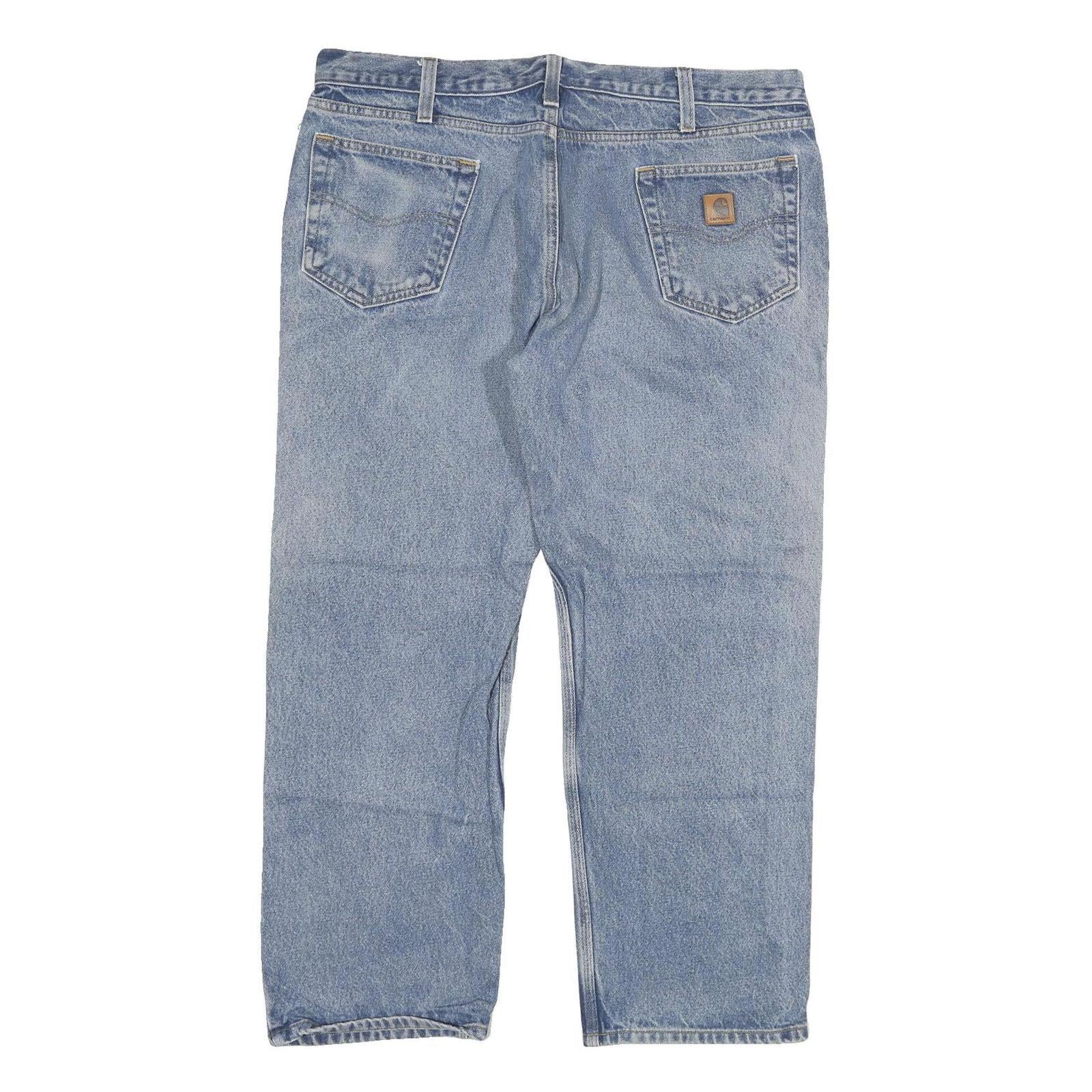 CARHARTT Mens Relaxed Blue Denim Light W40 L30 Cotton Blend Zip Jeans