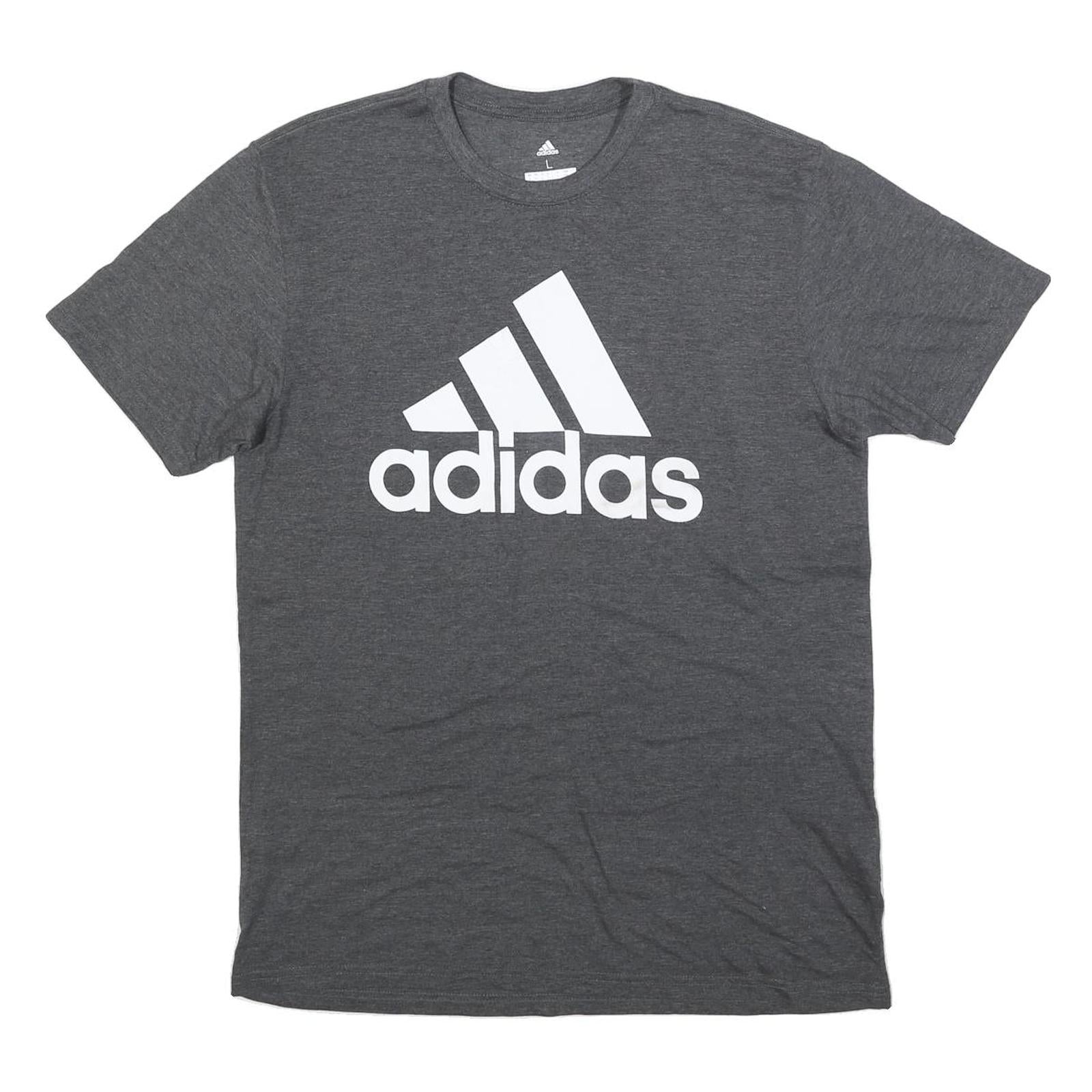 ADIDAS Mens Grey Graphic T-Shirt L Short Sleeve Crew Neck Cotton Blend