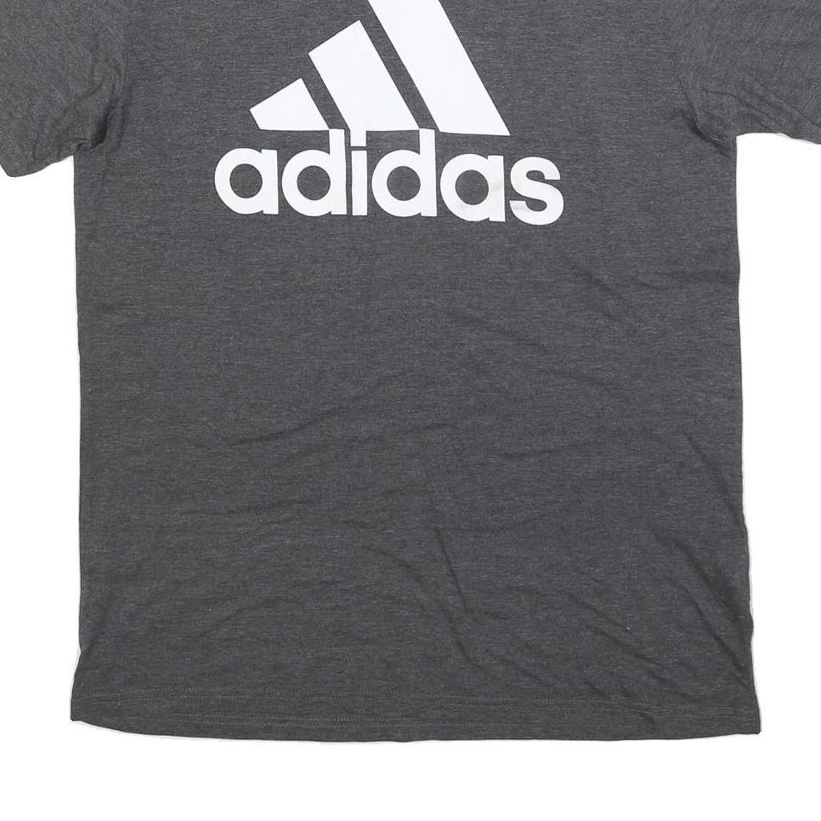 ADIDAS Mens Grey Graphic T-Shirt L Short Sleeve Crew Neck Cotton Blend