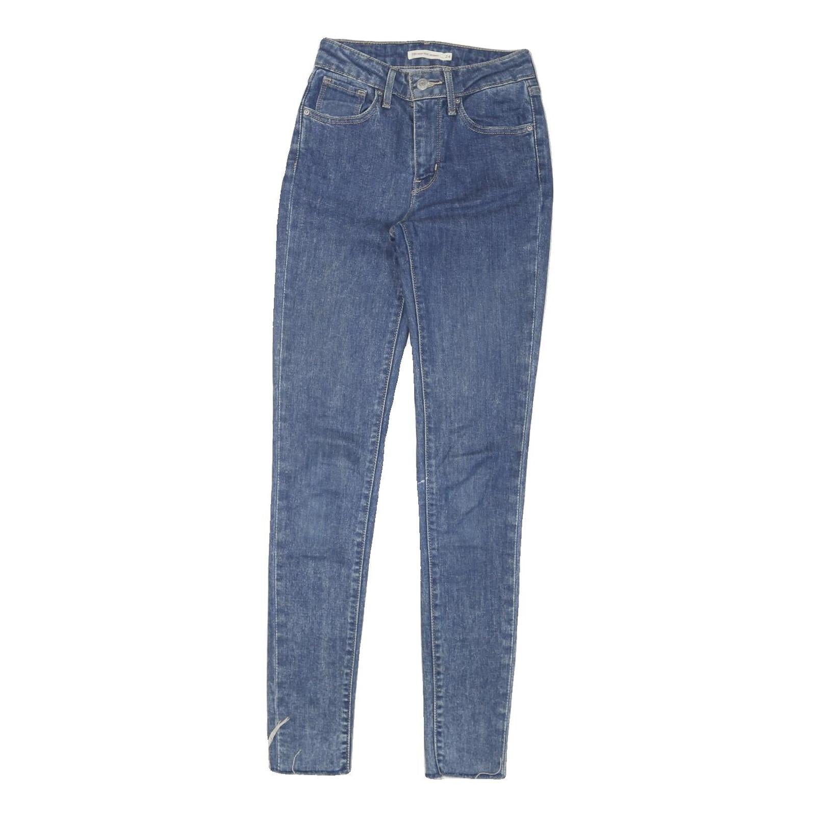 LEVI'S 721 Womens Jeans Blue Slim Skinny Denim Medium W22 L30 Stretch Zip