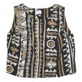 CANDA Womens Black & Brown Printed Sleeveless Round Neck Top L Stylish