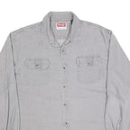 WRANGLER Mens Grey Shirt XL Cotton Blend Classic Button Down Two Pockets