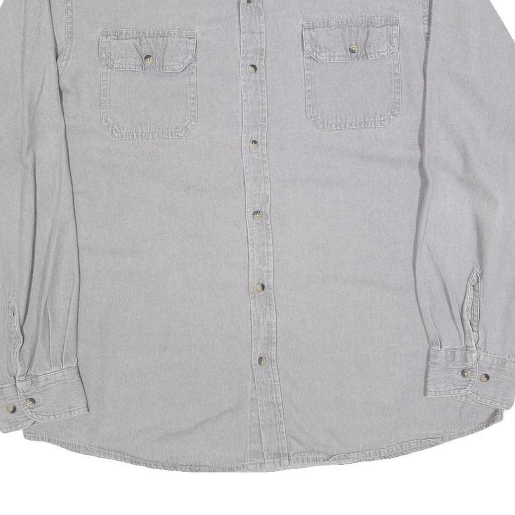 WRANGLER Mens Grey Shirt XL Cotton Blend Classic Button Down Two Pockets