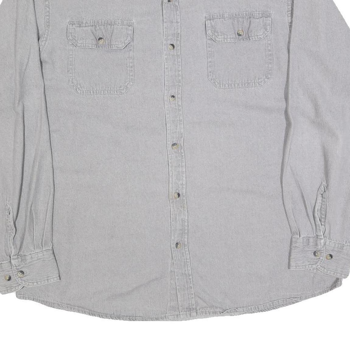 WRANGLER Mens Grey Shirt XL Cotton Blend Classic Button Down Two Pockets