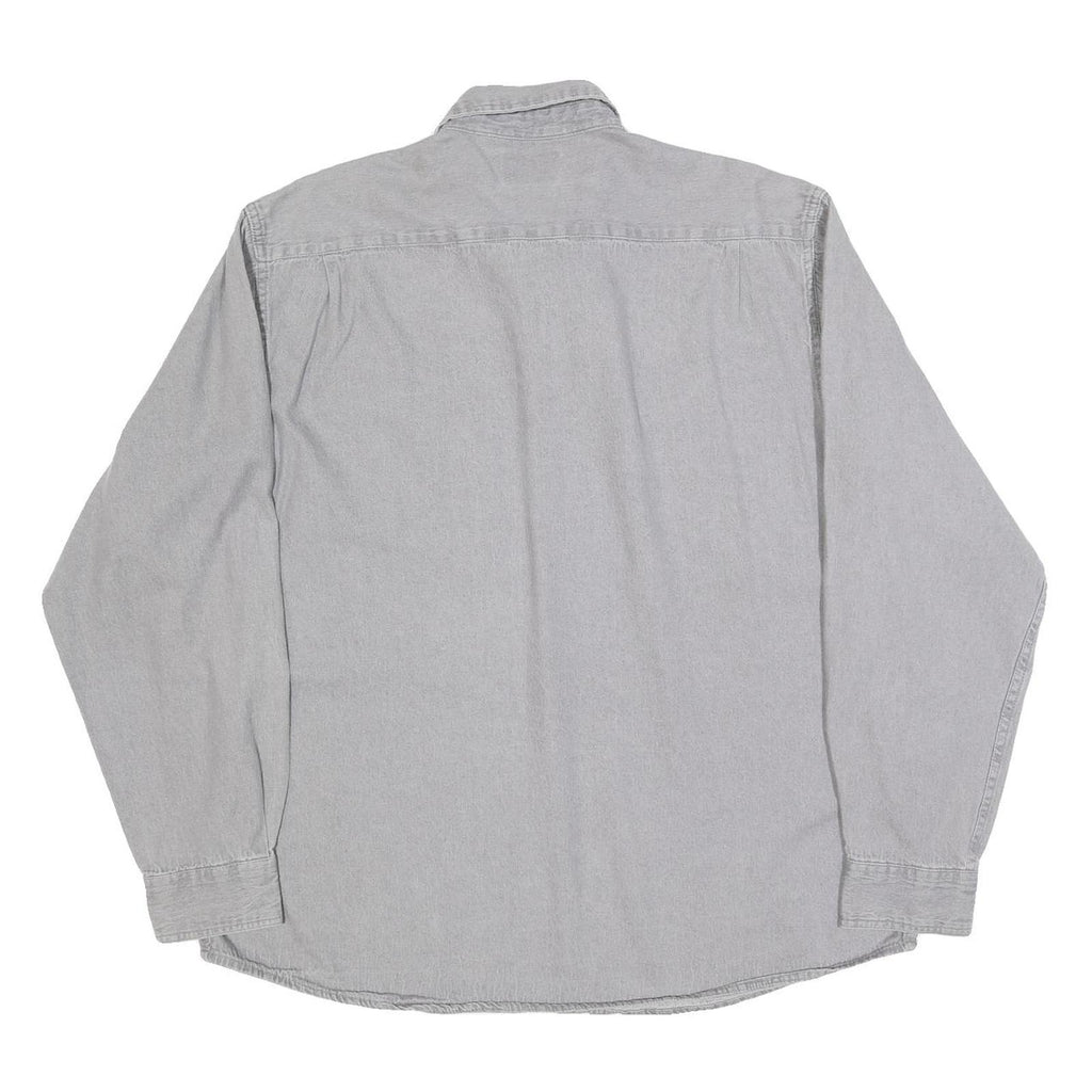 WRANGLER Mens Grey Shirt XL Cotton Blend Classic Button Down Two Pockets