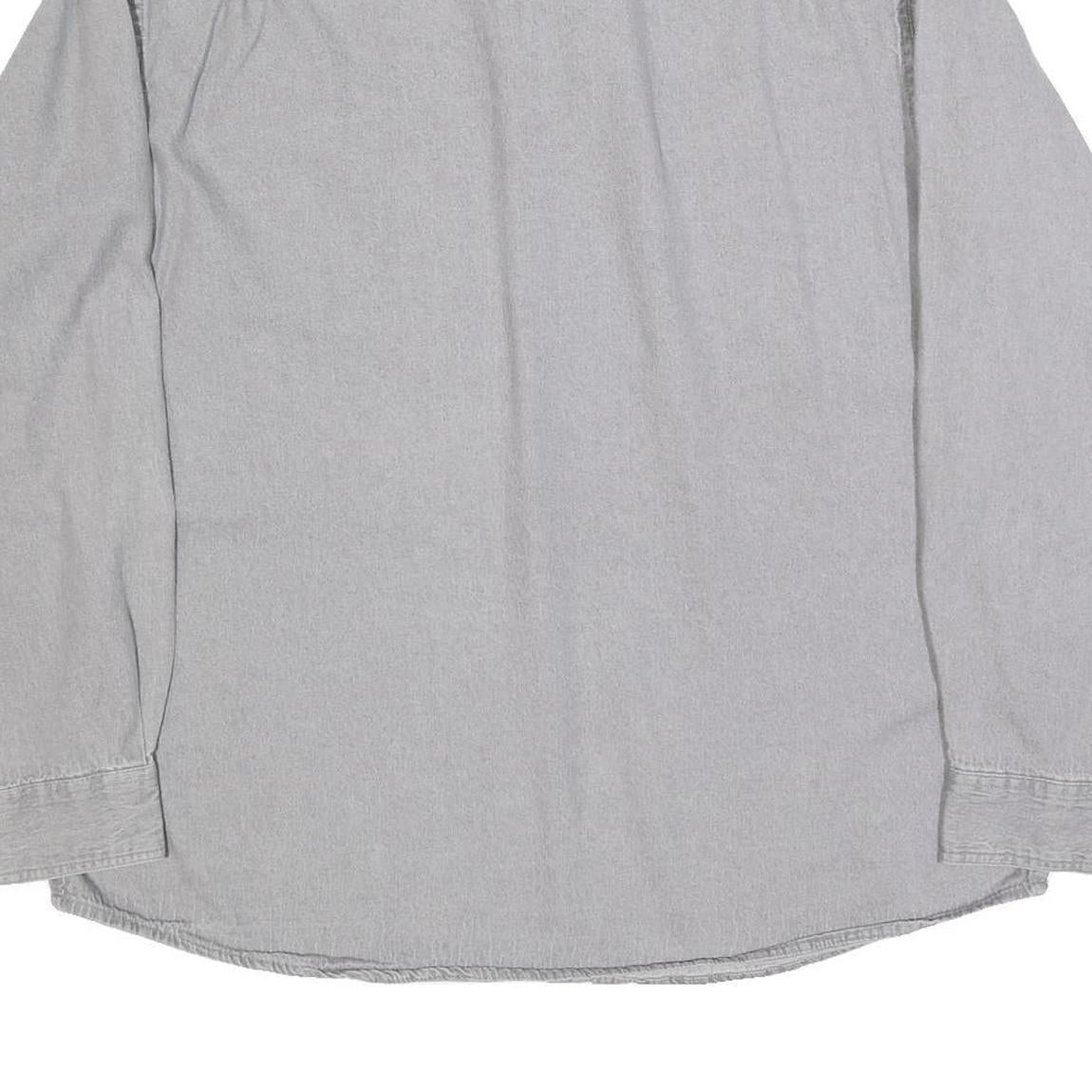 WRANGLER Mens Grey Shirt XL Cotton Blend Classic Button Down Two Pockets