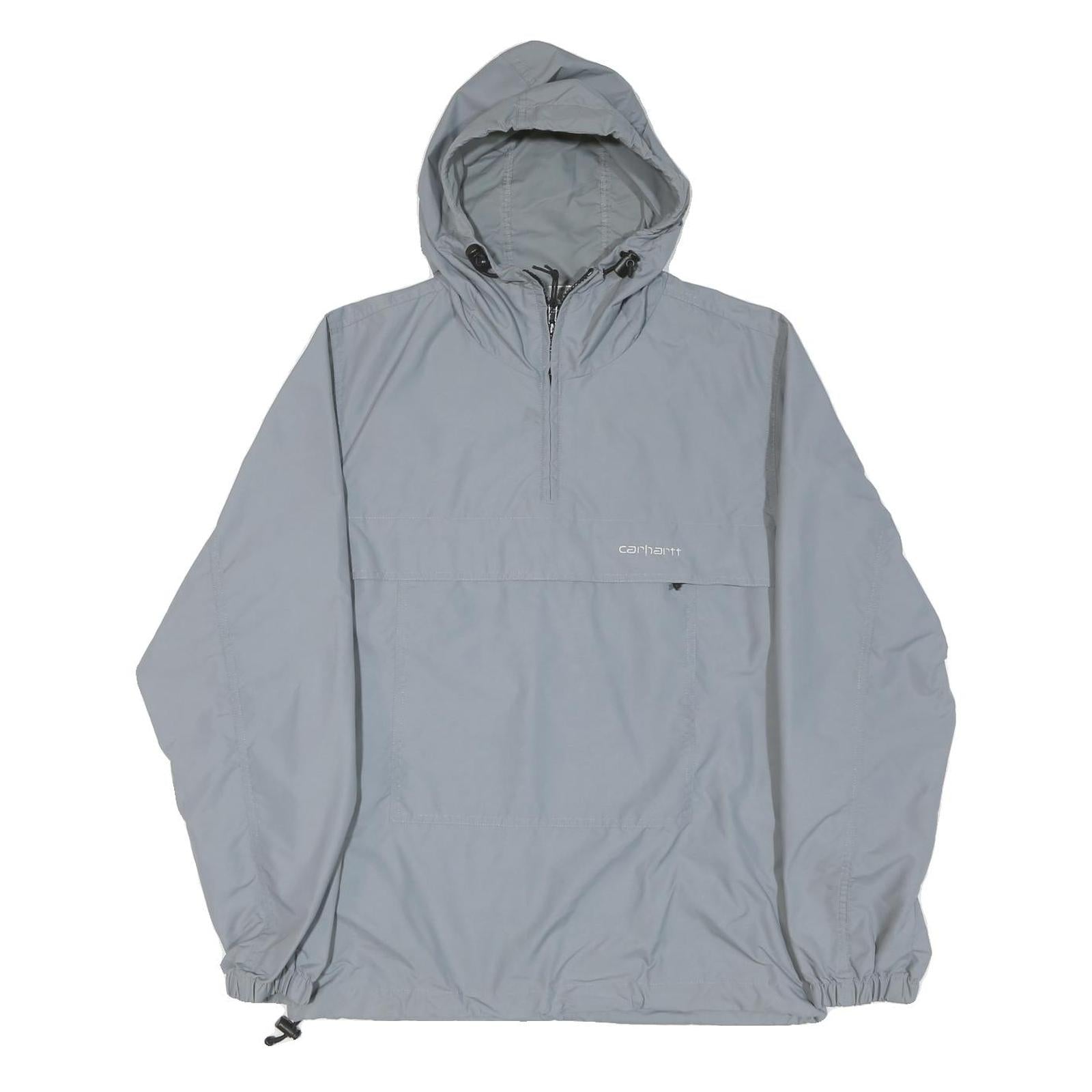 CARHARTT Mens Grey Hooded Jacket XS Nylon Plain Zip Outdoor Workwear Lightweight