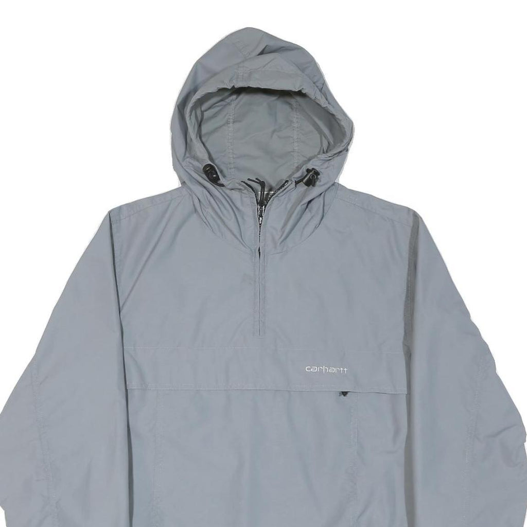 CARHARTT Mens Grey Hooded Jacket XS Nylon Plain Zip Outdoor Workwear Lightweight