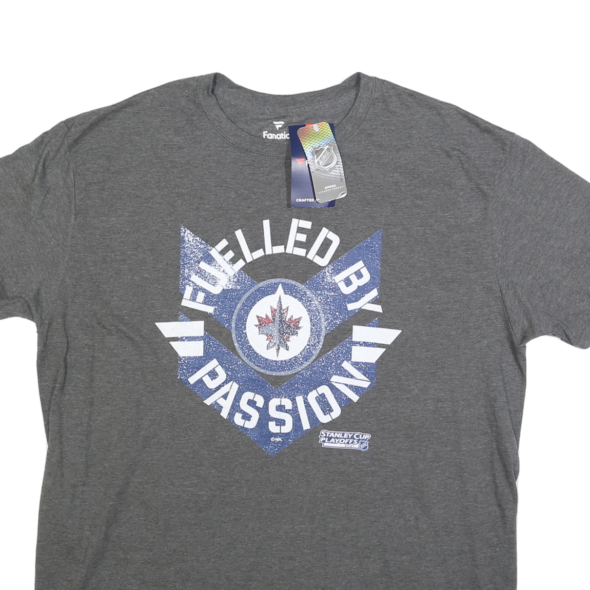 FANATICS Mens Grey NHL Logo Graphic T-Shirt XL Short Sleeve Crew Neck