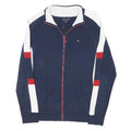 TOMMY HILFIGER Womens Navy Blue White & Red Colourblock Pattern Zip-Up Fashion