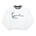 KARL KANI Womens White Black Logo Crew Neck XS Sweatshirt Cotton Blend Pullover