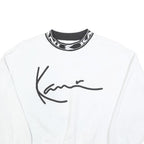 KARL KANI Womens White Black Logo Crew Neck XS Sweatshirt Cotton Blend Pullover