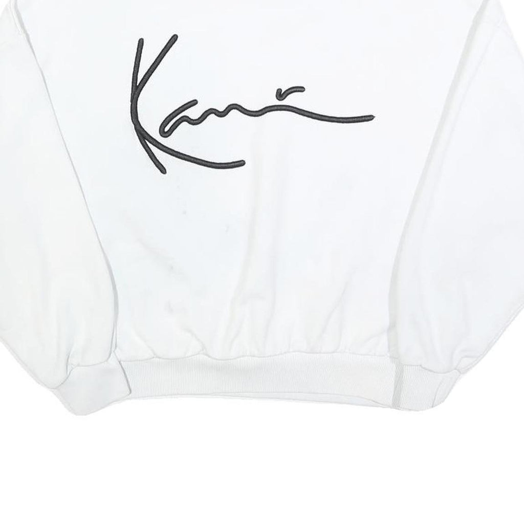 KARL KANI Womens White Black Logo Crew Neck XS Sweatshirt Cotton Blend Pullover