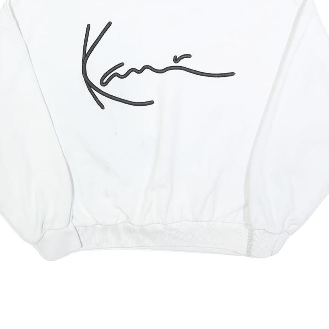 KARL KANI Womens White Black Logo Crew Neck XS Sweatshirt Cotton Blend Pullover