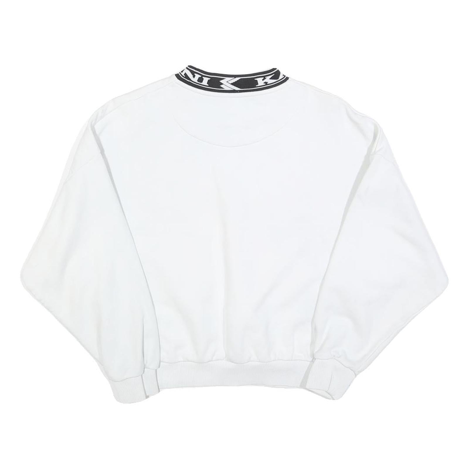 KARL KANI Womens White Black Logo Crew Neck XS Sweatshirt Cotton Blend Pullover