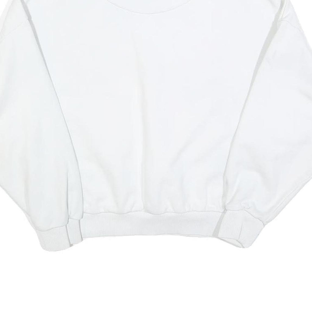 KARL KANI Womens White Black Logo Crew Neck XS Sweatshirt Cotton Blend Pullover