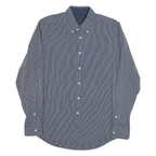 TOMMY HILFIGER Mens Blue & White Striped Shirt XL Button-Down Slim Fit Cotton
