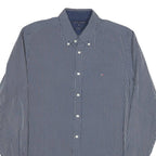 TOMMY HILFIGER Mens Blue & White Striped Shirt XL Button-Down Slim Fit Cotton