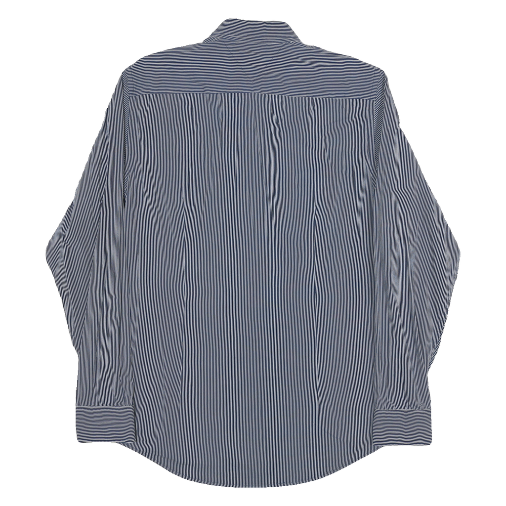TOMMY HILFIGER Mens Blue & White Striped Shirt XL Button-Down Slim Fit Cotton