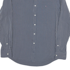 TOMMY HILFIGER Mens Blue & White Striped Shirt XL Button-Down Slim Fit Cotton
