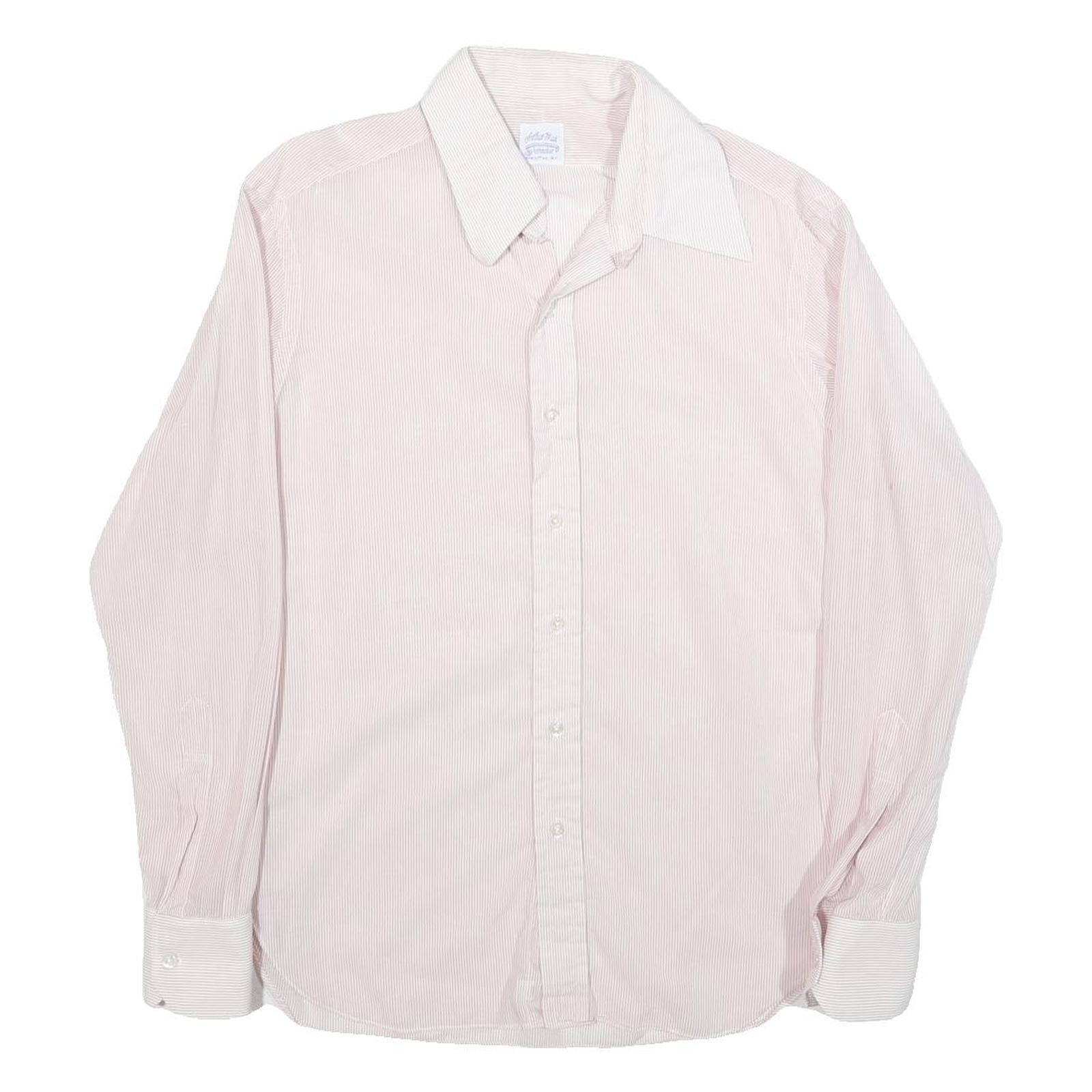 ARTHUR SLUCK Mens Pink & White Striped Shirt M Cotton Blend Classic Style