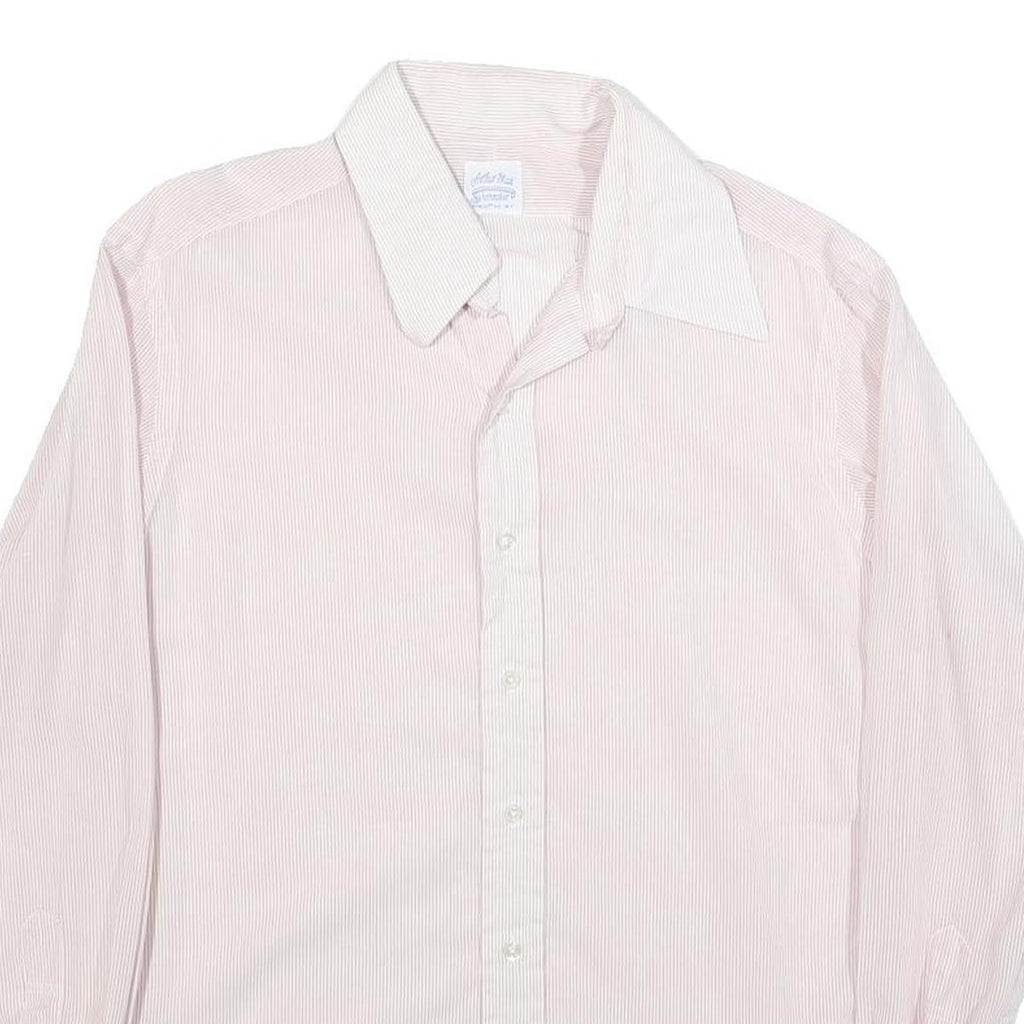 ARTHUR SLUCK Mens Pink & White Striped Shirt M Cotton Blend Classic Style