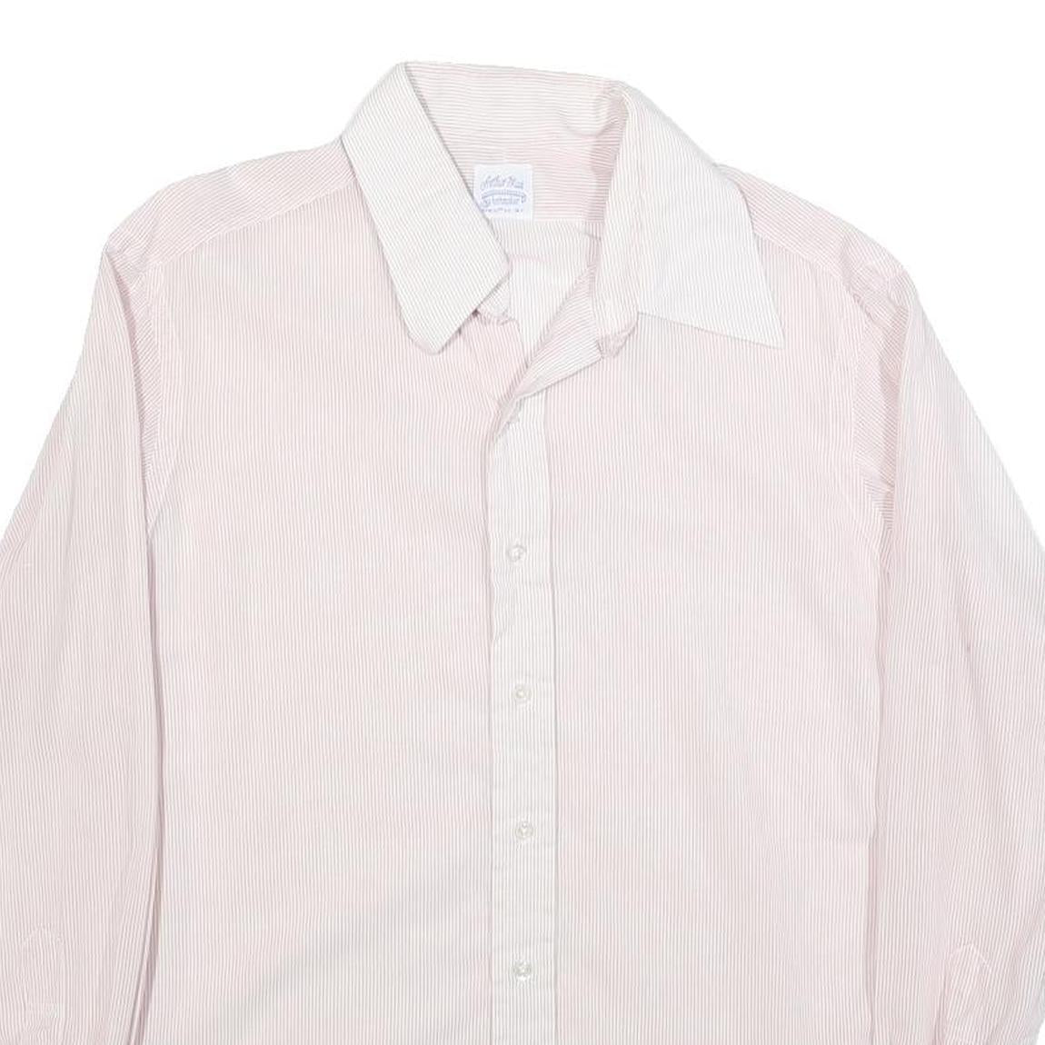 ARTHUR SLUCK Mens Pink & White Striped Shirt M Cotton Blend Classic Style