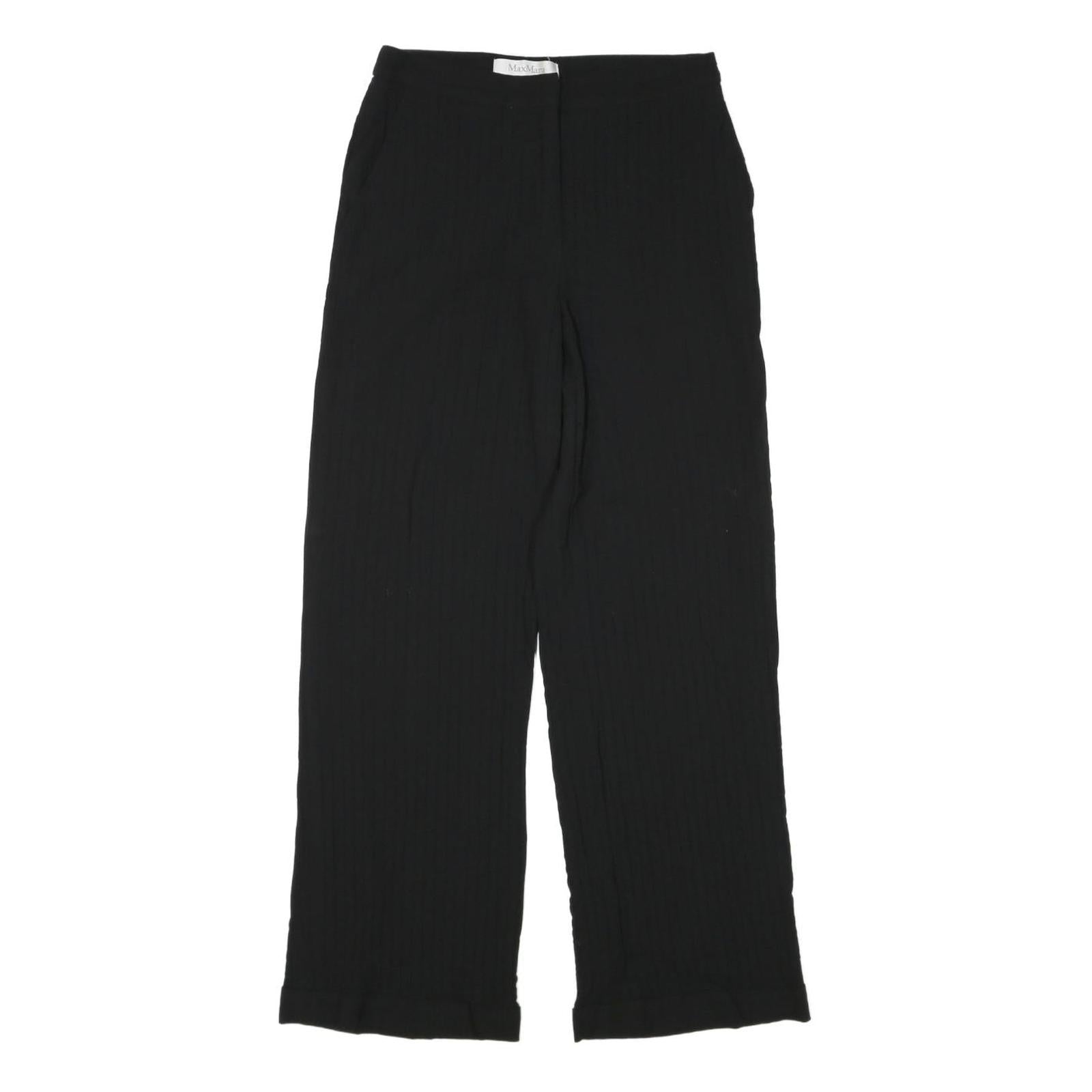 MAX MARA Womens Cotton Blend Black Relaxed Wide-Leg Trousers W26 L28 Elegant