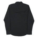 TOMMY HILFIGER Mens Black Plain Shirt S Cotton Blend Classic Smart Casual