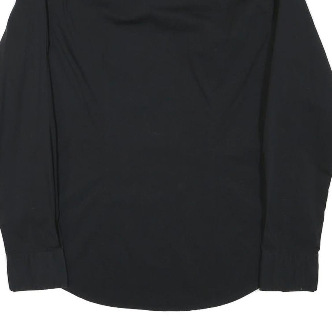 TOMMY HILFIGER Mens Black Plain Shirt S Cotton Blend Classic Smart Casual